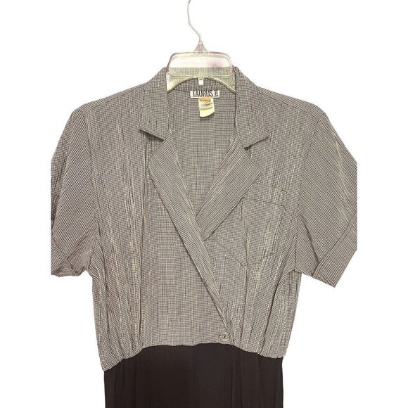 Taurus II Vintage 80’s Black & White Jumpsuit Pockets Elastic Waist Women Size 8 - Picture 2 of 10